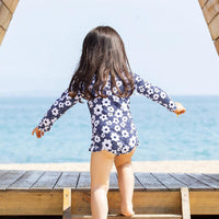 Load image into Gallery viewer, Little Girl Flower Pattern Long Sleeve Swimwear And Hat Wholesale 7098608
