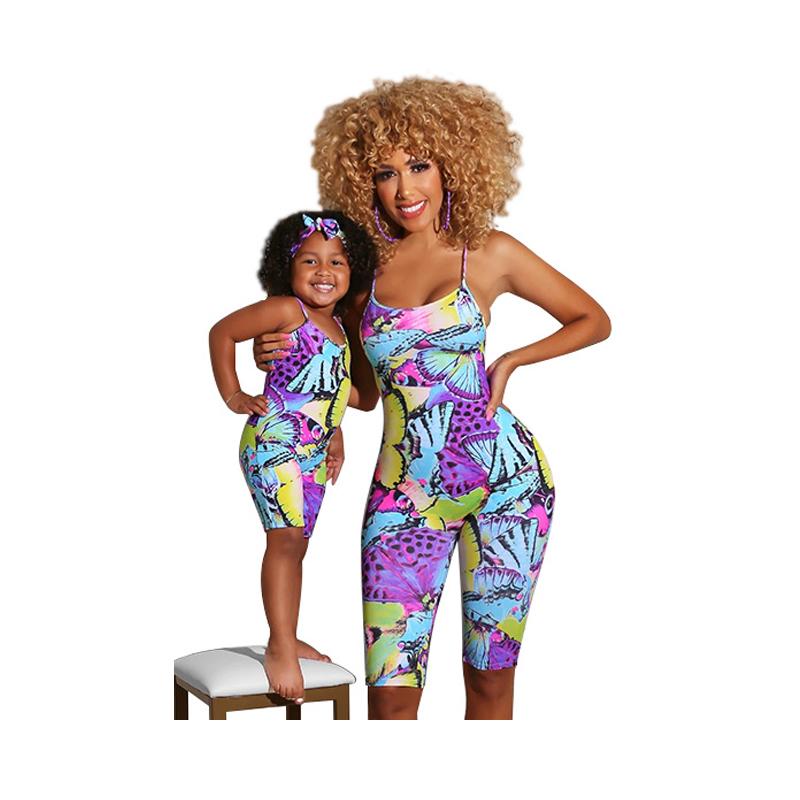 Mom And Me Butterfly Print Cami Romper Wholesale 76361434