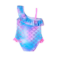 Load image into Gallery viewer, 2 Pieces Kid Girl Gradient Fish Scales Print Swimsuit Set Halter Top And Shorts Wholesale 64651053
