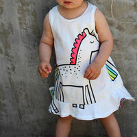 Load image into Gallery viewer, Baby Girl Unicorn Print Tank Dress Wholesale 2865023
