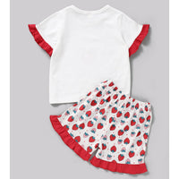 Load image into Gallery viewer, Two Pieces Kid Girl Letter Strawberry Print Set Top With Shorts Wholesale 48411852
