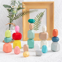 Load image into Gallery viewer, 30 Pcs Colorful Wooden Stacking Rock Toy Wholesale 4597430
