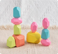 Load image into Gallery viewer, 30 Pcs Colorful Wooden Stacking Rock Toy Wholesale 4597430
