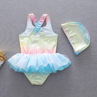 Load image into Gallery viewer, Kid Girl Mermaid One Piece Mesh Tank Swimsuit And Hat Wholesale 19561110
