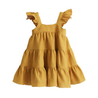 Load image into Gallery viewer, Kid Girl Ruffle Trim Plain Flutter Sleeve Dress Wholesale 24231455
