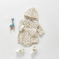 Load image into Gallery viewer, 2 Pieces Baby Girl Muslin Floral Bodysuit And Hat Wholesale 6172250
