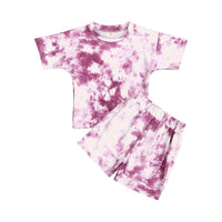 Load image into Gallery viewer, Two Pieces Kid Girl Tie Dye Set Crew Neck Tee And Shorts  Wholesale 019615
