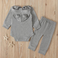 Load image into Gallery viewer, 2 Pieces Set Baby Solid Color Hooded Bodysuit And Pants Wholesale 9091021
