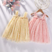 Load image into Gallery viewer, Little Girl Embroidery Daisy Flower Mesh Cami Dress  Wholesale 0056747
