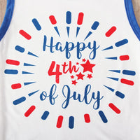 Load image into Gallery viewer, Baby Toddler Happy 4th Of July Tank Top And Pom Pom Hem Star Print Shorts Set Wholesale 4783016
