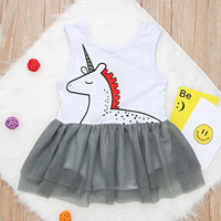 Load image into Gallery viewer, Baby Girl Unicorn Print Mesh Tank Bodysuit Dress Wholesale 1142024
