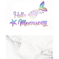 Load image into Gallery viewer, One-piece Girl Mermaid Print Long Sleeve Swimsuit And Hat Wholesale 7771605
