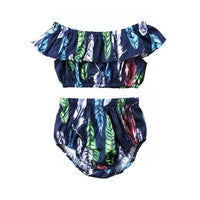 Load image into Gallery viewer, 2 Pieces Kid Girl Allover Leather Print Off Shoulder Top With Shorts Set Wholesale 1529551
