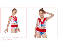 Load image into Gallery viewer, Kid Girl Flower Print Ruffle Trim Two Pieces Swimsuit Set Wholesale 5836494
