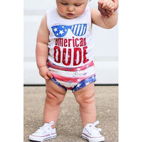 Load image into Gallery viewer, Baby Toddler American Dude Or Baby Outfit Tank Top Match Stripe Shorts Set Wholesale 9063020
