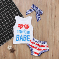Load image into Gallery viewer, Baby Toddler American Dude Or Baby Outfit Tank Top Match Stripe Shorts Set Wholesale 9063020
