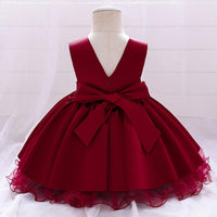 Load image into Gallery viewer, Little Girl Bow Front Mesh Princess Dress Wholesale 85161274
