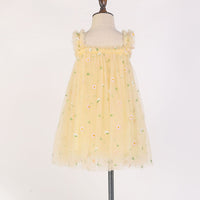Load image into Gallery viewer, Little Girl Embroidery Daisy Flower Mesh Cami Dress  Wholesale 0056747
