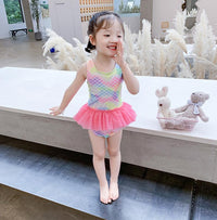 Load image into Gallery viewer, Kid Girl Mermaid One Piece Mesh Tank Swimsuit And Hat Wholesale 14331104
