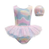 Load image into Gallery viewer, Kid Girl Mermaid One Piece Mesh Tank Swimsuit And Hat Wholesale 19561110
