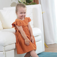 Load image into Gallery viewer, Little Girl Flutter Sleeve Backless Plain Dress Wholesale 54421457
