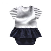 Load image into Gallery viewer, Baby Girl Bowtie Stripe Bodysuit Wholesale 5466283
