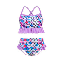 Load image into Gallery viewer, 2 Pieces Kid Girl Gradient Fish Scales Print Swimsuit Set Halter Top And Shorts Wholesale 64651053
