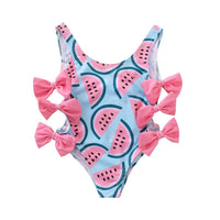 Load image into Gallery viewer, Baby Toddler Girl Allover Watermelon Print Bowknot Swimwear Wholesale 80351512
