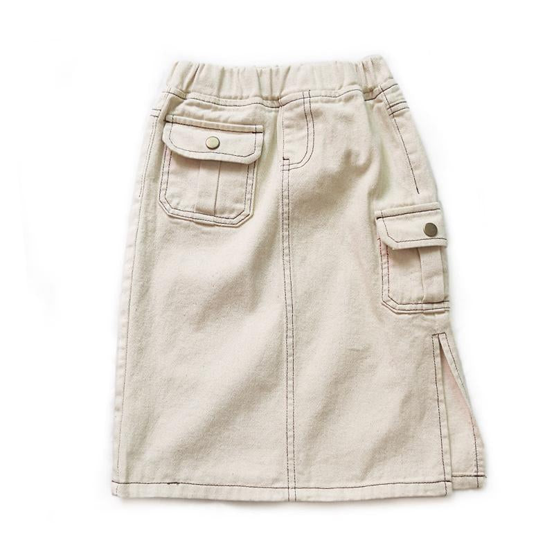 Mommy And Me Side Slit Pocket Denim Skirt Wholesale 77331087
