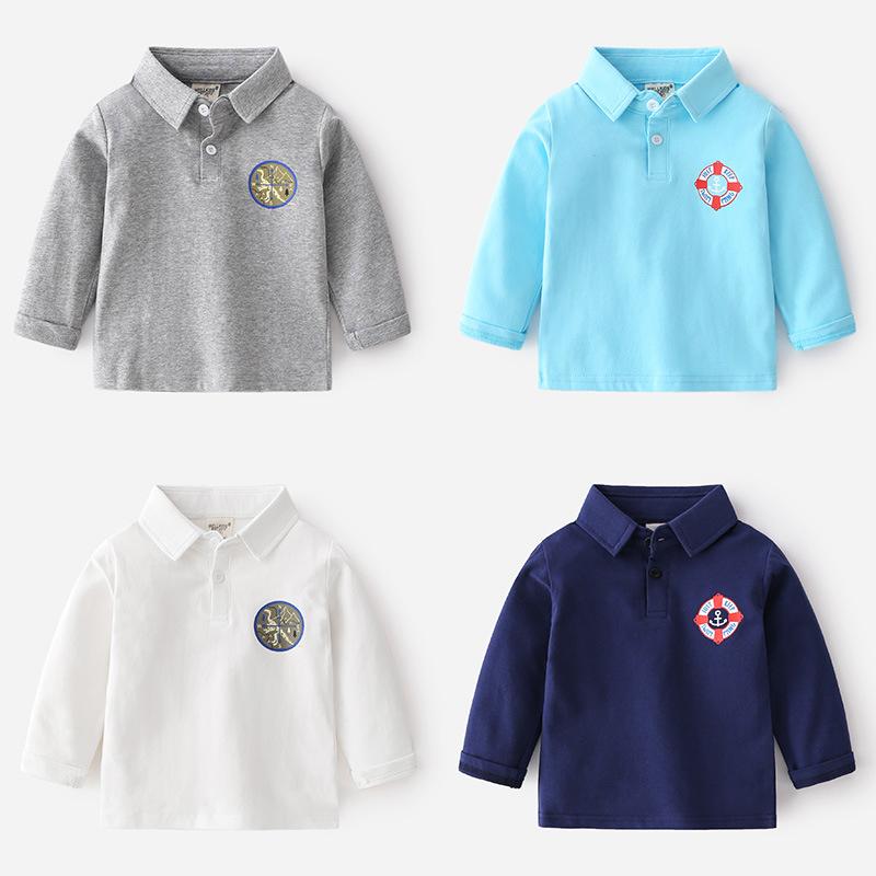 Boy Long Sleeve Polo Shirt With Cartoon Pattern Wholesale 2306669