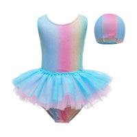 Load image into Gallery viewer, Kid Girl Mermaid One Piece Mesh Tank Swimsuit And Hat Wholesale 19561110
