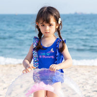 Load image into Gallery viewer, One-piece Girl Mermaid Print Swimsuit And Hat Wholesale 4469606

