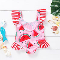 Load image into Gallery viewer, Infant Toddler Girl Watermelon Print Stripe Swimsuit Wholesale 97341475
