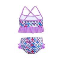 Load image into Gallery viewer, 2 Pieces Kid Girl Gradient Fish Scales Print Swimsuit Set Halter Top And Shorts Wholesale 64651053
