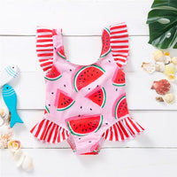 Load image into Gallery viewer, Infant Toddler Girl Watermelon Print Stripe Swimsuit Wholesale 97341475
