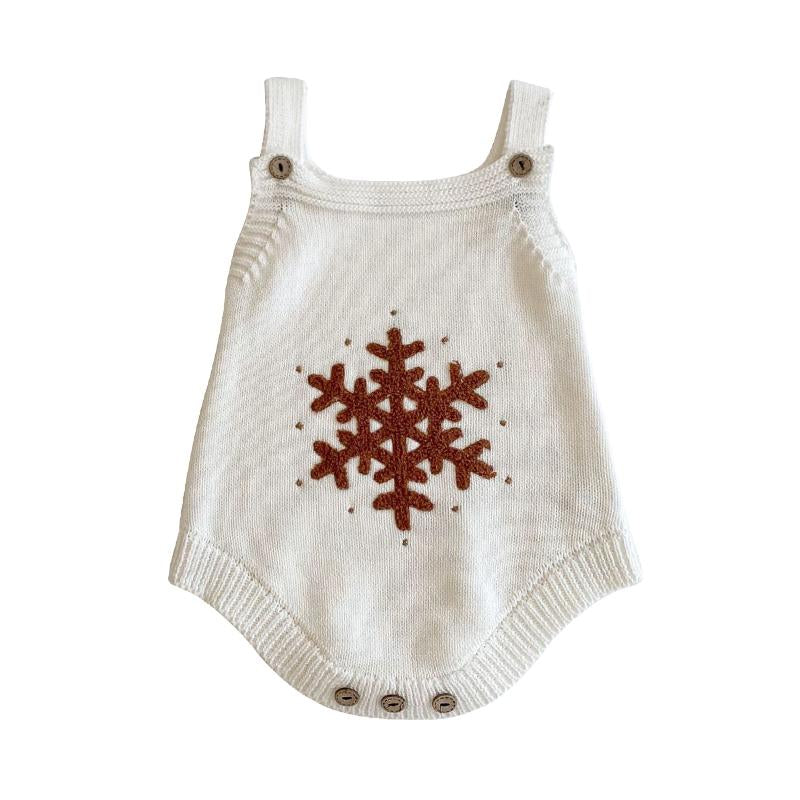 Baby Girl Snowflake Knitted Suspender Bodysuit Wholesale 7110541