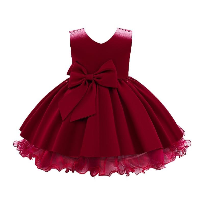 Little Girl Bow Front Mesh Princess Dress Wholesale 85161274