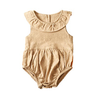 Load image into Gallery viewer, Baby Girl Ruffle Collar Solid Color Onesie Wholesale 76251436
