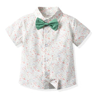 Load image into Gallery viewer, 2 Pieces Toddler Kid Boy Floral Bowtie Shirt And Suspender Shorts Set Wholesale 3061157
