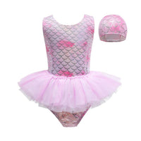Load image into Gallery viewer, Kid Girl Mermaid One Piece Mesh Tank Swimsuit And Hat Wholesale 14331104

