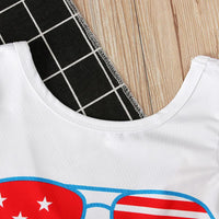 Load image into Gallery viewer, 2-Piece Baby Toddler Girl Independence Day Set Off Shoulder Glasses Bodysuit With Flared Pants Wholesale 1499018
