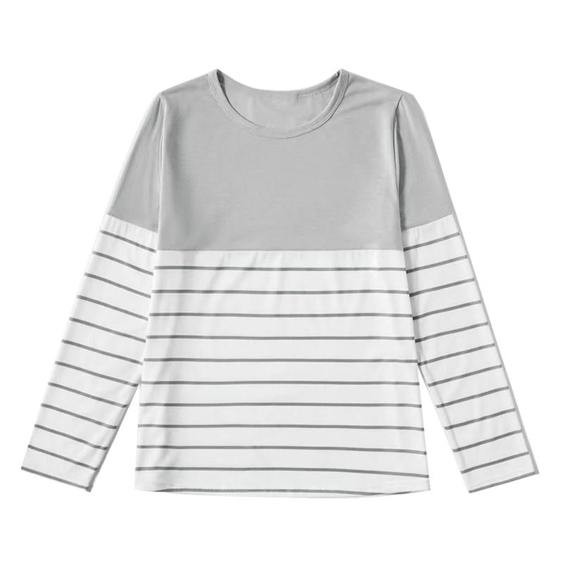 Mom And Girl Round Neck Stripe Color Blocking T-shirt Wholesale 06901179