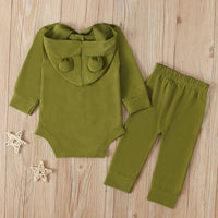 Load image into Gallery viewer, 2 Pieces Set Baby Solid Color Hooded Bodysuit And Pants Wholesale 9091021
