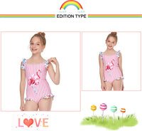 Load image into Gallery viewer, Kid Girl Flamingo Stripe One Piece Swimsuit Wholesale 9830491
