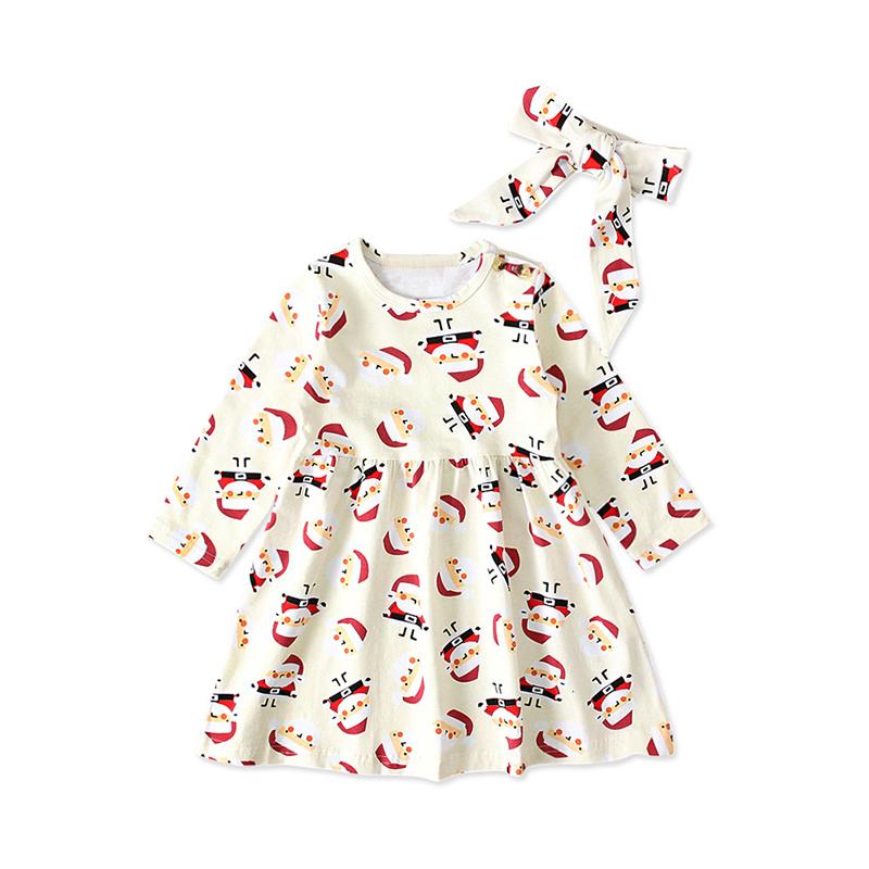 2 Pieces Kid Girl Christmas Santa Dress & Headband Wholesale 54155009