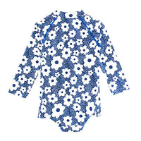 Load image into Gallery viewer, Little Girl Flower Pattern Long Sleeve Swimwear And Hat Wholesale 7098608
