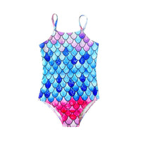Load image into Gallery viewer, 2 Pieces Kid Girl Gradient Fish Scales Print Swimsuit Set Halter Top And Shorts Wholesale 64651053
