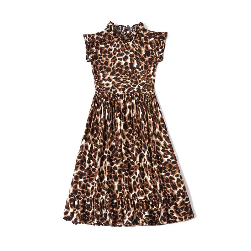 Summer Mother and Daughter Sisters Dress Leopard Print Flying Sleeves Wholesale 80711182