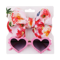 Load image into Gallery viewer, Little Girl Love Heart Frame Sunglasses And Headband Wholesale 8955052

