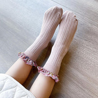 Load image into Gallery viewer, Girl Socks Foral Trim Wholesale 01961271
